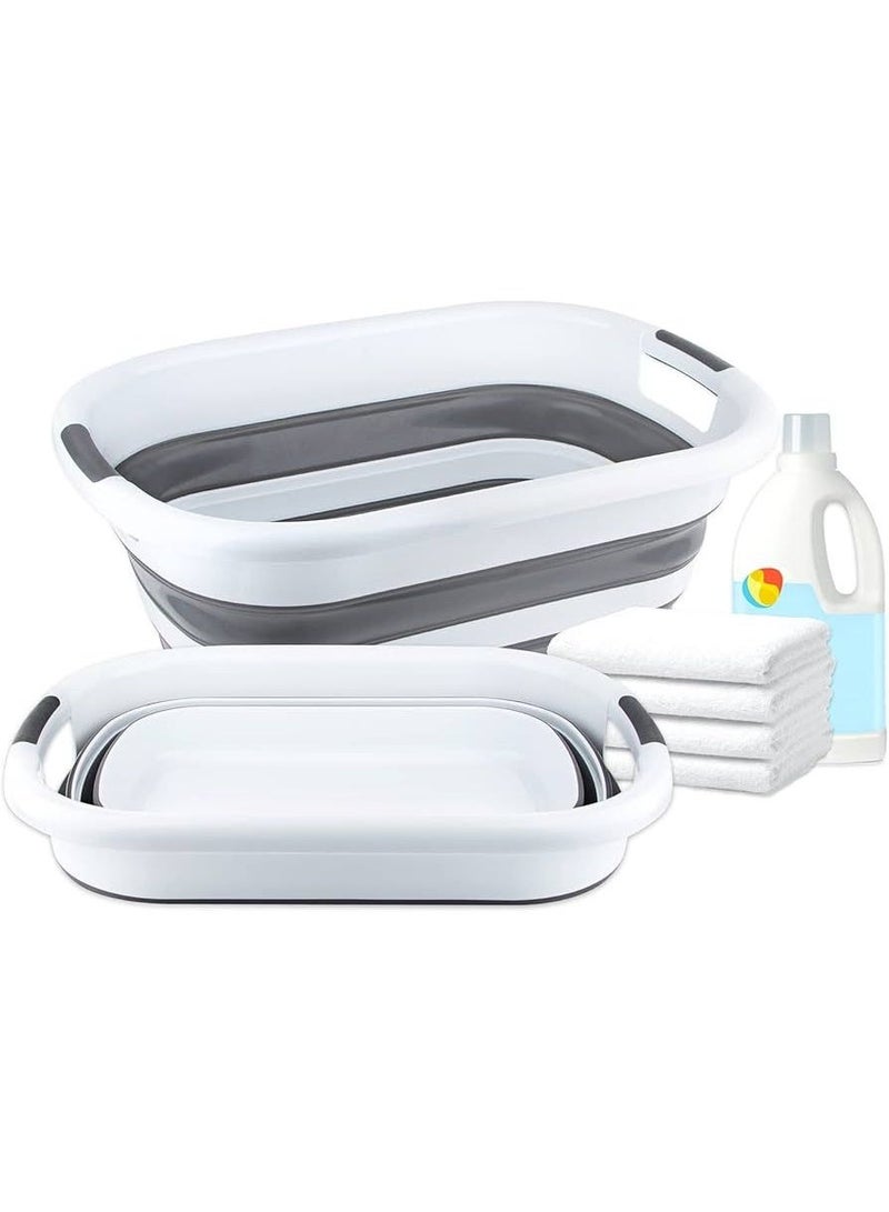 سلة غسيل قابلة للطي 40 لتر حوض غسيل سيليكون قابل للطي موفر للمساحة مع مقابض, الوان متعددة. - Image 3